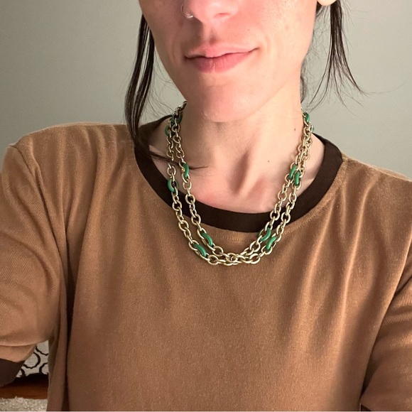 🏷️🎉🆕 j. crew • gold & green chain link layering necklace - Picture 9 of 11